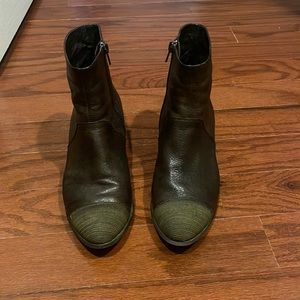 Brown leather booties